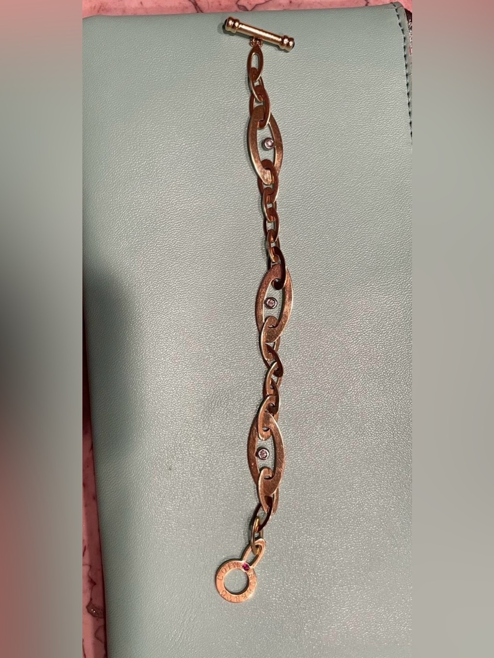 Roberto Coin Rose Gold Linked Bracelet with Accent Stones